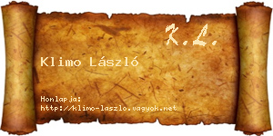 Klimo László névjegykártya